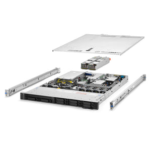 1U 8-Bay PowerEdge R440 2.5'' quarter turn view with lid raised to show interior components, with 2 PSUs and rail kit TM-440-SAP-190