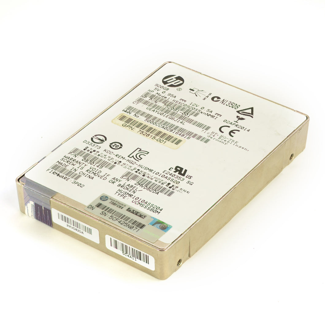 HP 752081-001 3Par StoreServ 920GB MLC SAS 6GBPS 2.5'' Solid State Drive